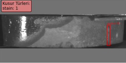 The fourth panel with a red stain prediction on the pad ROI and its stain: 1 information box.